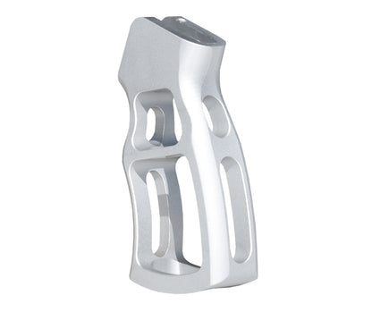 Skeletonized Ergonomic Rear Pistol Style Grip from Presma Inc, Silver Anodized Aluminum