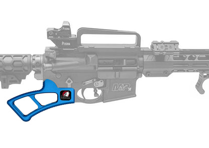 Featureless Skeletonized Rear Pistol Style Grip from Presma Inc, Blue Anodized Aluminum