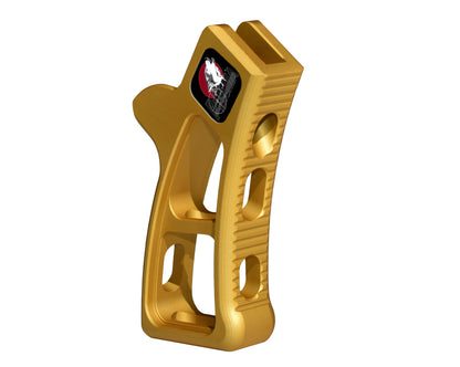 Featureless Skeletonized Rear Pistol Style Grip from Presma Inc, Gold Anodized Aluminum