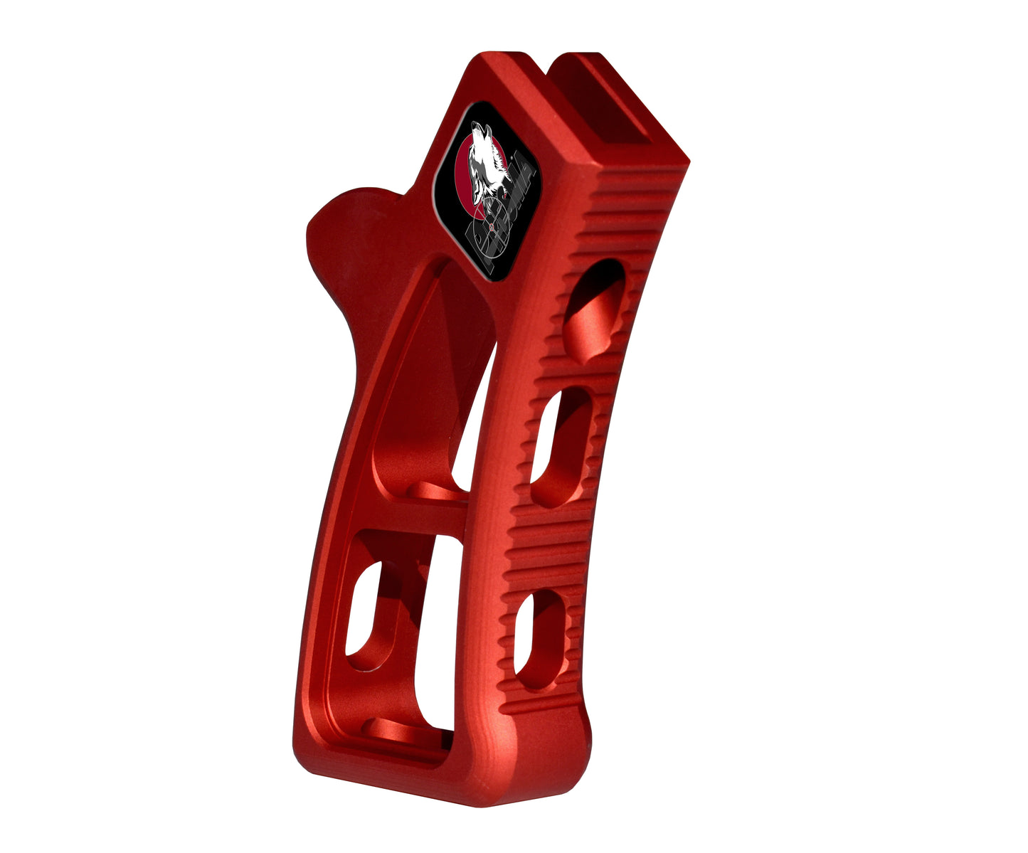 Featureless Skeletonized Rear Pistol Style Grip from Presma Inc, Red Anodized Aluminum