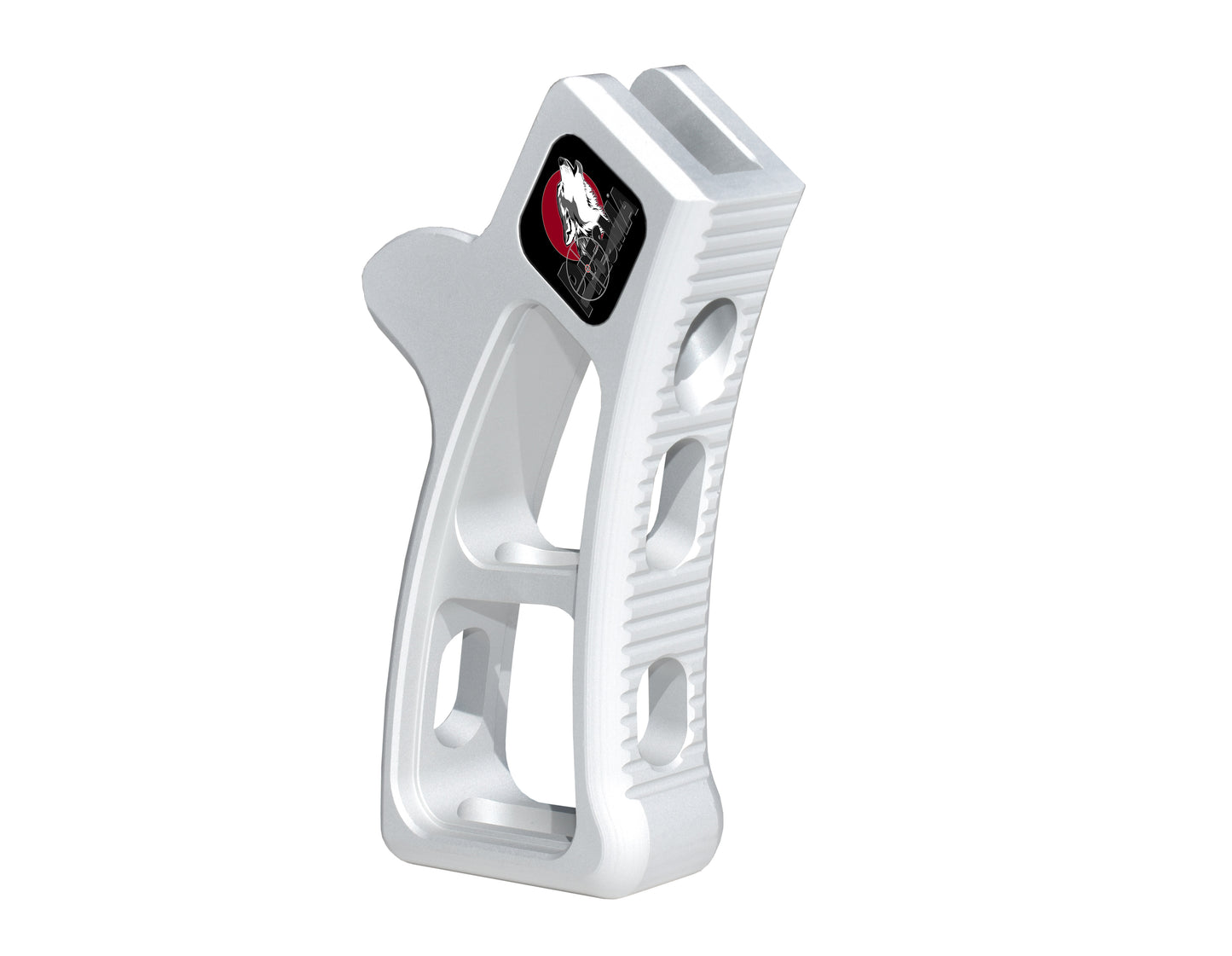 Featureless Skeletonized Rear Pistol Style Grip from Presma Inc, Silver Anodized Aluminum