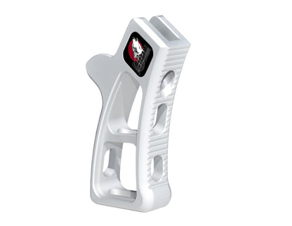 Featureless Skeletonized Rear Pistol Style Grip from Presma Inc, Silver Anodized Aluminum