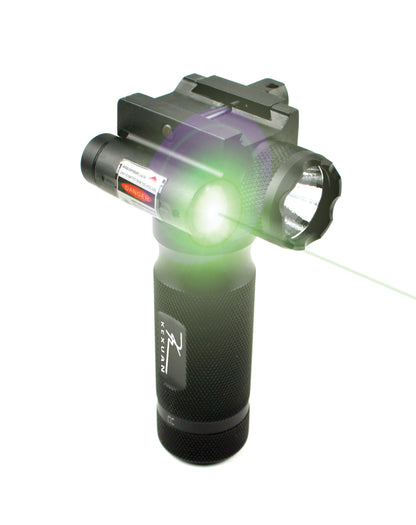 Kexuan Aluminum Fixed Vertical Foregrip Grip with Flashlight and Green Laser Sight