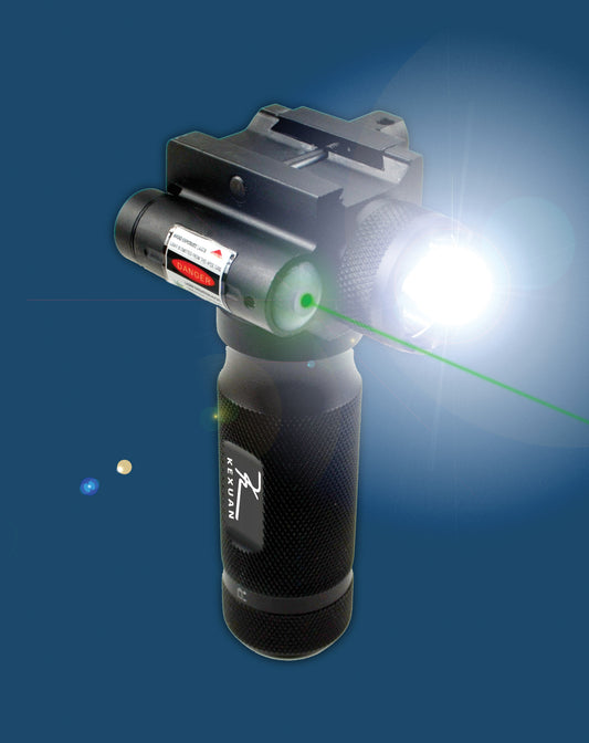 Kexuan Aluminum Fixed Vertical Foregrip Grip with Flashlight and Green Laser Sight