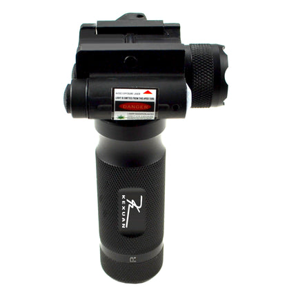 Kexuan Aluminum Fixed Vertical Foregrip Grip with Flashlight and Green Laser Sight