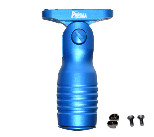 Aluminum 5 Position Shorty Folding Fore Grip, with Storage Compartment, Blue.  For M-LOK Rails