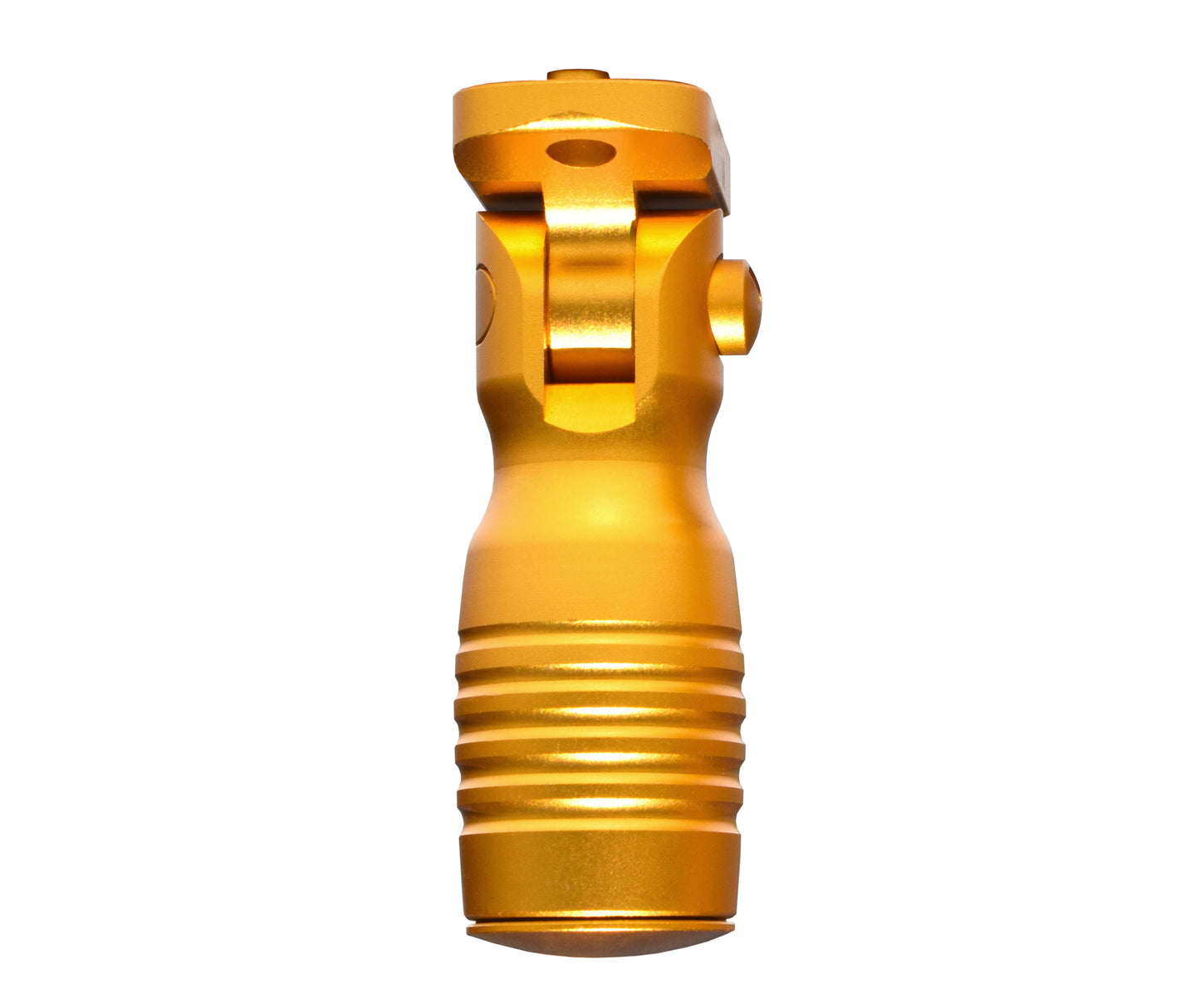 Aluminum 5 Position Shorty Folding Fore Grip, with Storage Compartment, Gold.  For M-LOK Rails