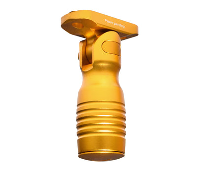 Aluminum 5 Position Shorty Folding Fore Grip, with Storage Compartment, Gold.  For M-LOK Rails
