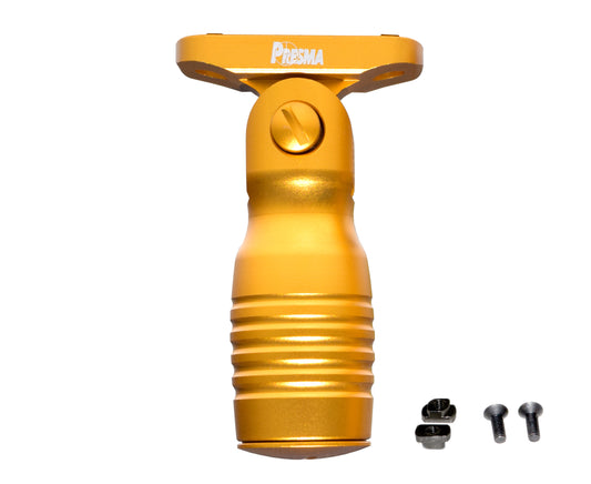Aluminum 5 Position Shorty Folding Fore Grip, with Storage Compartment, Gold.  For M-LOK Rails