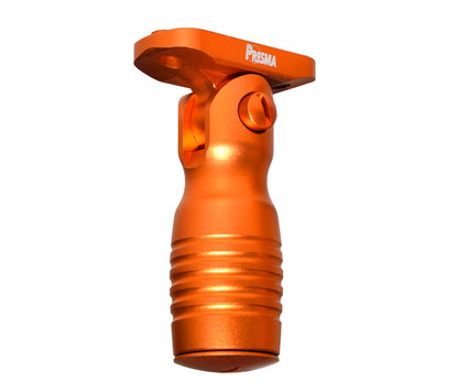 Aluminum 5 Position Shorty Folding Fore Grip, with Storage Compartment, Orange.  For M-LOK Rails