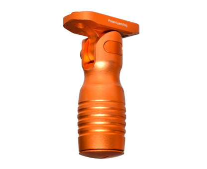 Aluminum 5 Position Shorty Folding Fore Grip, with Storage Compartment, Orange.  For M-LOK Rails
