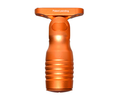 Aluminum 5 Position Shorty Folding Fore Grip, with Storage Compartment, Orange.  For M-LOK Rails