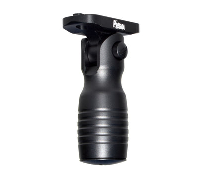 Aluminum 5 Position Shorty Folding Fore Grip, with Storage Compartment, Black.  For M-LOK Rails