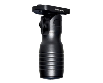 Aluminum 5 Position Shorty Folding Fore Grip, with Storage Compartment, Black.  For M-LOK Rails