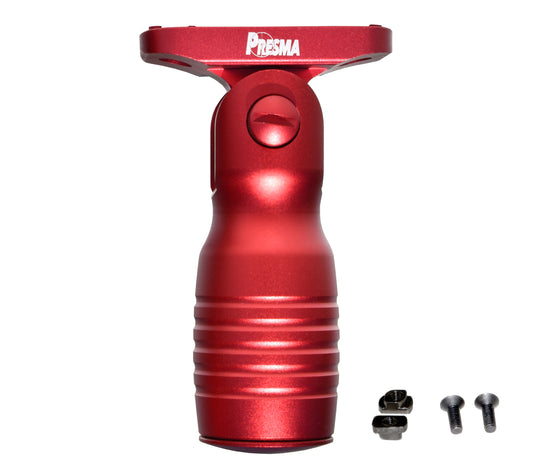 Aluminum 5 Position Shorty Folding Fore Grip, with Storage Compartment, Red.  For M-LOK Rails