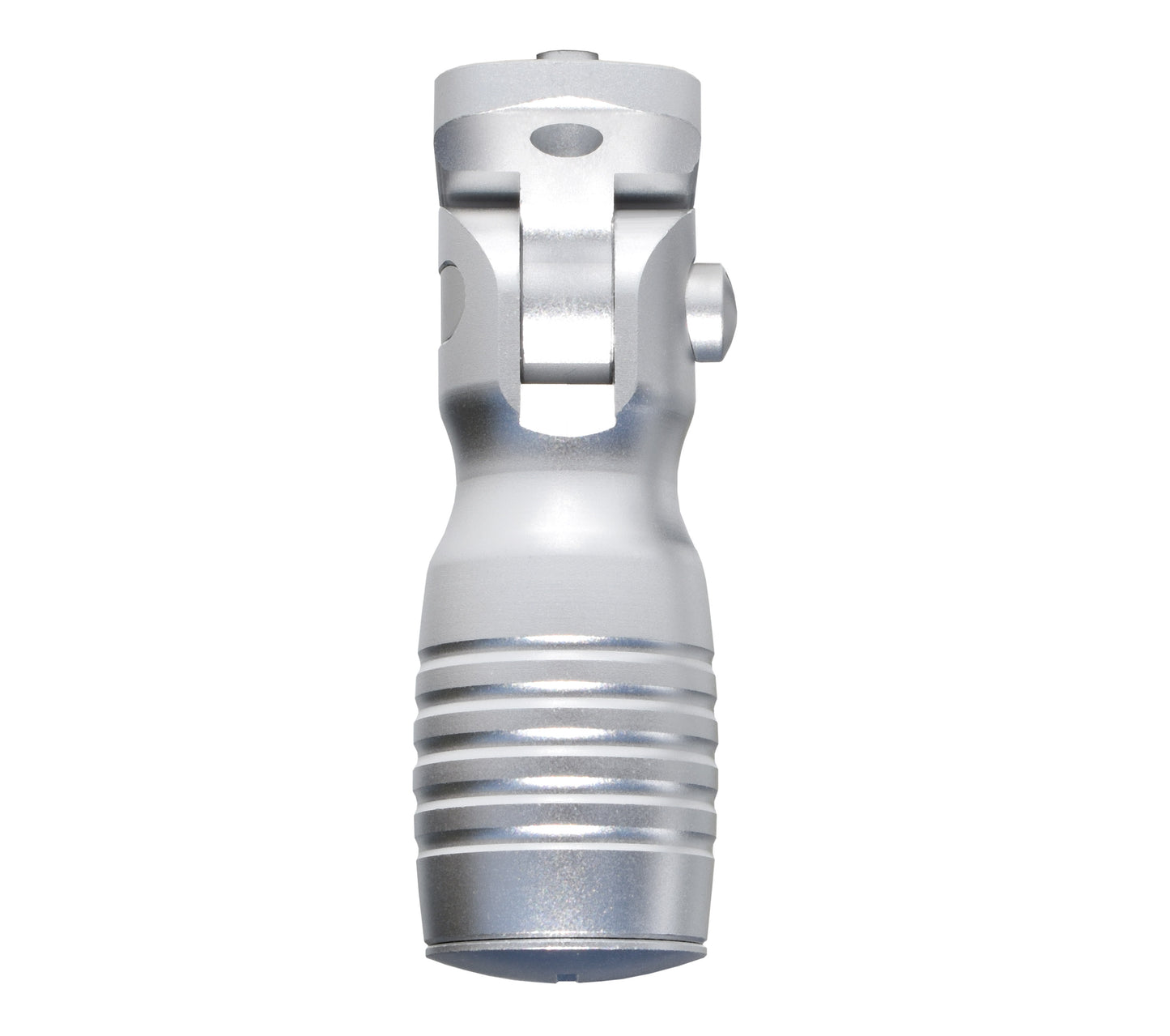 Aluminum 5 Position Shorty Folding Fore Grip, with Storage Compartment, Silver.  For M-LOK Rails