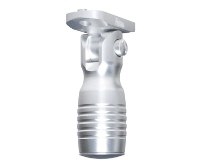 Aluminum 5 Position Shorty Folding Fore Grip, with Storage Compartment, Silver.  For M-LOK Rails