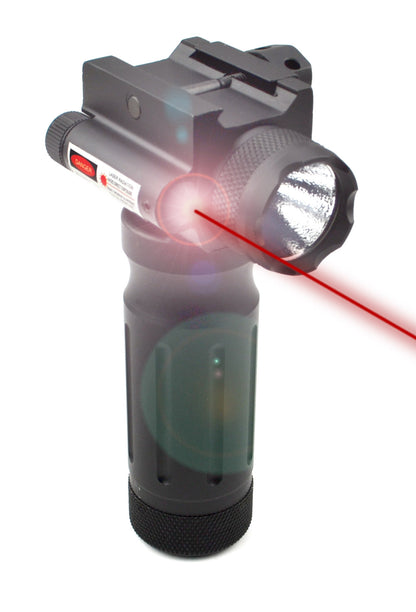 Kexuan Aluminum Fixed Vertical Foregrip Grip with Flashlight and Red Laser Sight