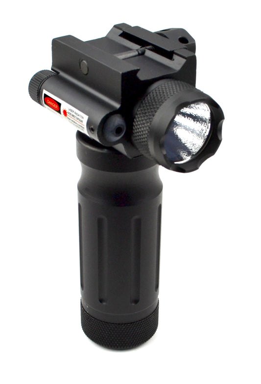 Kexuan Aluminum Fixed Vertical Foregrip Grip with Flashlight and Red Laser Sight