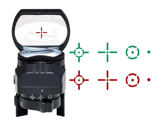 Kexuan Mini Reflex Dot Sight, 4 Red/Green Reticle Patterns with Picatinny Mount
