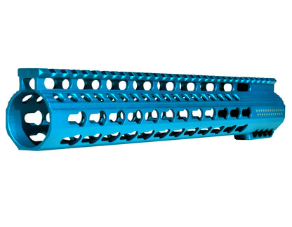 12.5" AR-15 Slim Free Float Keymod Handguard, Blue Anodized