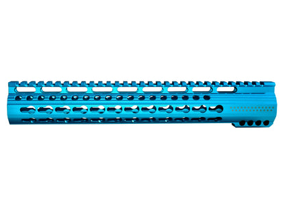 12.5" AR-15 Slim Free Float Keymod Handguard, Blue Anodized