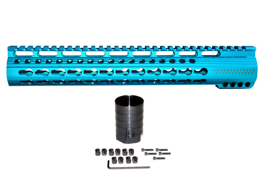 12.5" AR-15 Slim Free Float Keymod Handguard, Blue Anodized