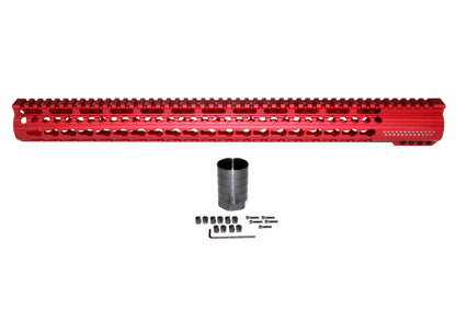 New! 19.25" AR-15 Xtreme Slim Free Float Keymod Handguard, Red Anodized