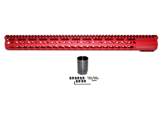 New! 19.25" AR-15 Xtreme Slim Free Float Keymod Handguard, Red Anodized