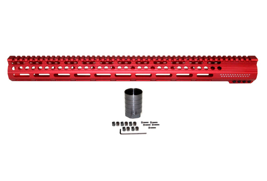 New! 19.25" AR-15 Xtreme Slim Free Float M-LOK Handguard, Red Anodized