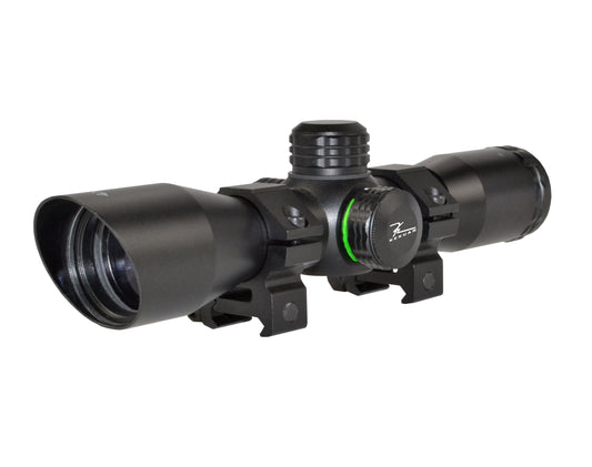 Kexuan 4X32MLF Compact Scope with Red/Green 5 Line Reticle and 1" Picatinny Scope Rings
