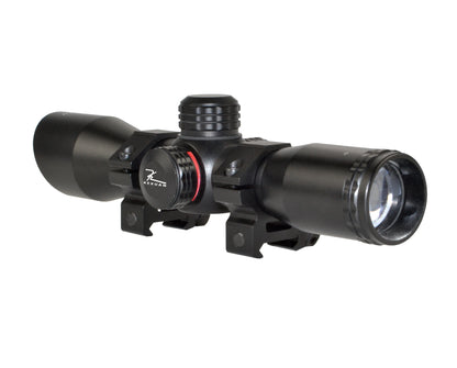 Kexuan 4X32MLF Compact Scope with Red/Green 5 Line Reticle and 1" Picatinny Scope Rings