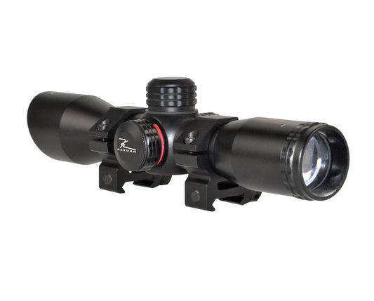 Kexuan 4X32MLF Compact Scope with Red/Green 5 Line Reticle and 1" Picatinny Scope Rings