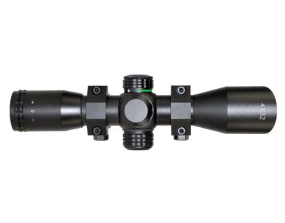 Kexuan 4X32MLF Compact Scope with Red/Green 5 Line Reticle and 1" Picatinny Scope Rings
