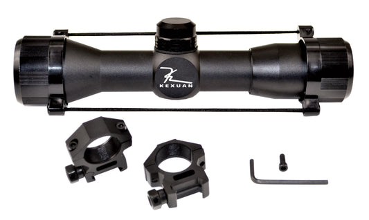 Kexuan 4X32MR Compact Scope with Rangefinder Reticle and 1" Picatinny Scope Rings