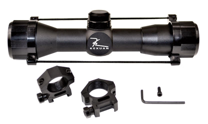 Kexuan 4X32M Compact Scope with Mil-Dot Reticle and 1" Picatinny Scope Rings