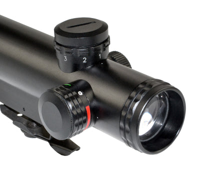 4X20MM Compact Rifle Scope with Illuminated Red/Green Duplex Reticle with Carry Handle Mount