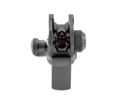 Complete Adjustable Rear Iron Sight with Dual Aiming Apertures.