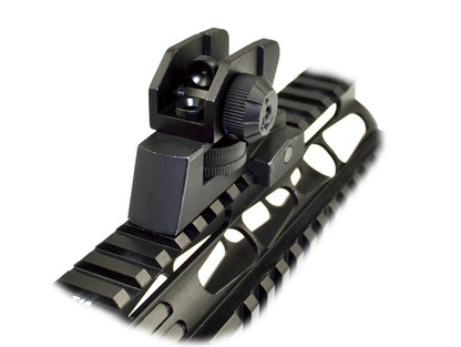 Complete Adjustable Rear Iron Sight with Dual Aiming Apertures.