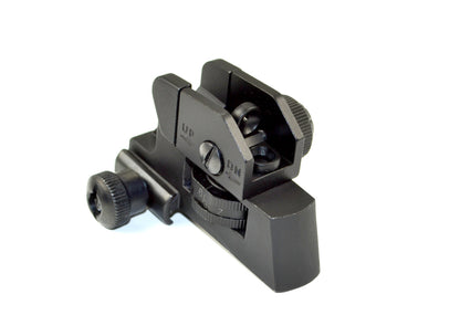Complete Adjustable Rear Iron Sight with Dual Aiming Apertures.
