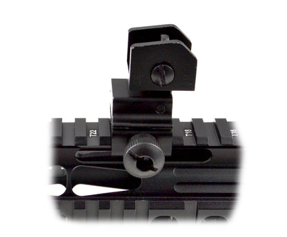 Tactical Flip Up Rear Iron Sight with Dual Aiming Aperture, Aluminum, Black