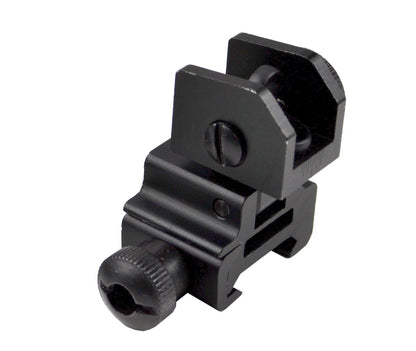 Tactical Flip Up Rear Iron Sight with Dual Aiming Aperture, Aluminum, Black