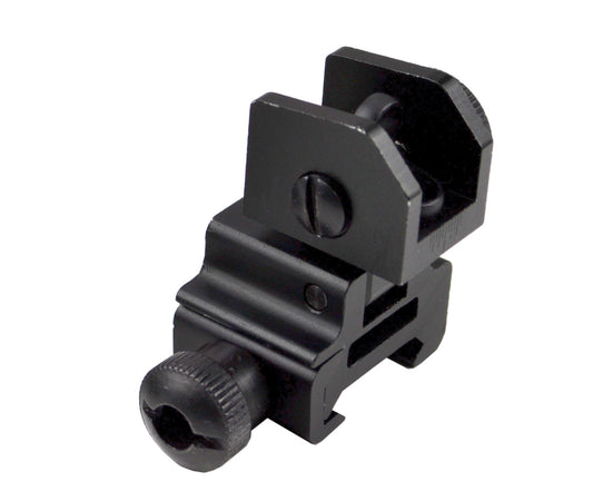 Tactical Flip Up Rear Iron Sight with Dual Aiming Aperture, Aluminum, Black
