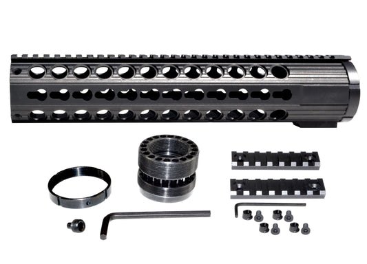 Kexuan 12.375" Free Float Keymod Handguard for AR-10 LR 308 Low Profile, Large 1.935" ID