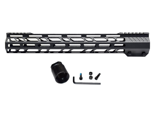 Lightweight 15" M-LOK Free Float Handguard for AR-10 DPMS 308 Low Profile, Easy Mount Barrel Nut