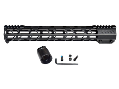 Lightweight 15" M-LOK Free Float Handguard for AR-10 DPMS 308 Low Profile, with easy mount barrel nut and integrated handstop