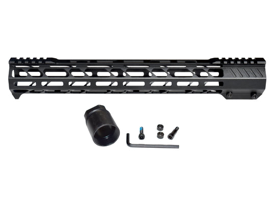Lightweight 15" M-LOK Free Float Handguard for AR-10 DPMS 308 Low Profile, with easy mount barrel nut and integrated handstop