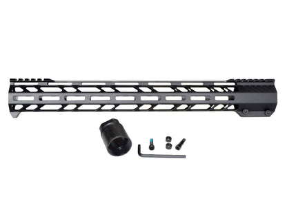 Lightweight 17" M-LOK Free Float Handguard for AR-10 DPMS 308 Low Profile, with easy mount barrel nut and integrated handstop
