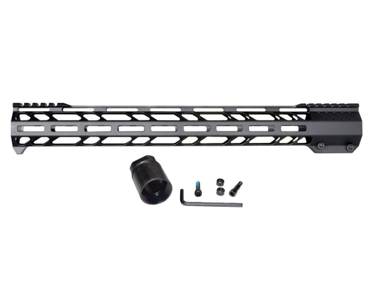 Lightweight 17" M-LOK Free Float Handguard for AR-10 DPMS 308 Low Profile, with easy mount barrel nut and integrated handstop