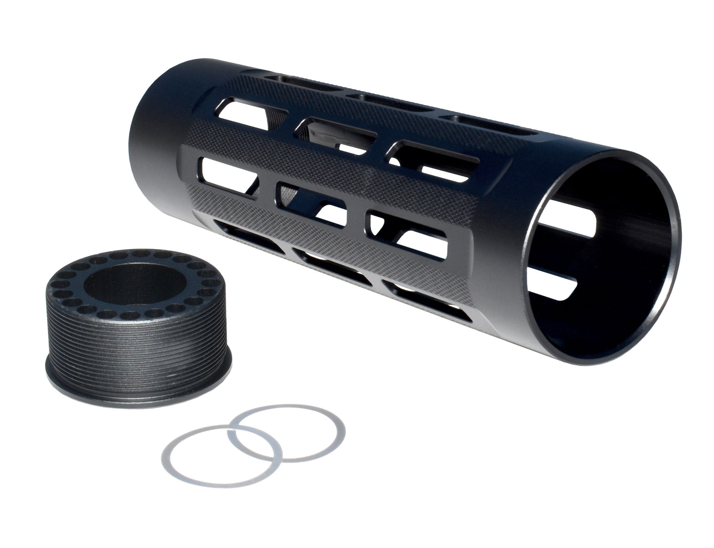 New!  Carbine Length 7" Free Float Round Handguard with M-LOK Slots, .223 and 5.56 AR-15 M4. Large ID